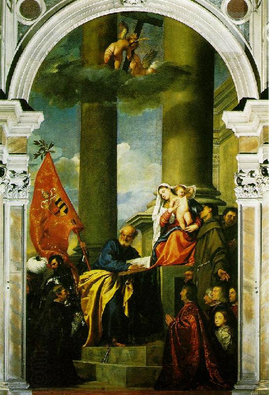 TIZIANO Vecellio Madonna with Saints and Members of the Pesaro Family  r China oil painting art